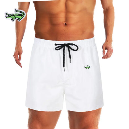 Embroidered Low Waist Swim Trunks for Men