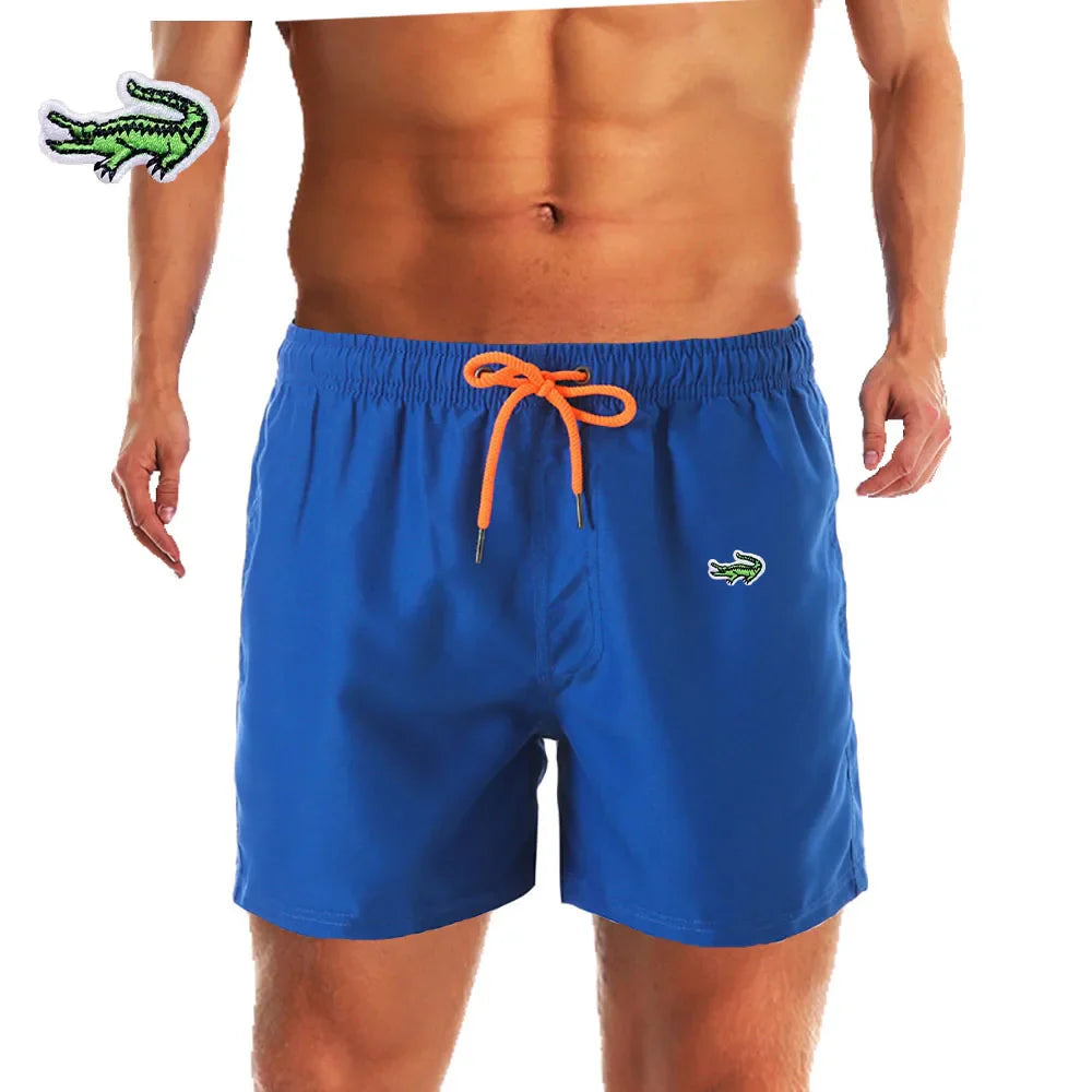 Embroidered Low Waist Swim Trunks for Men