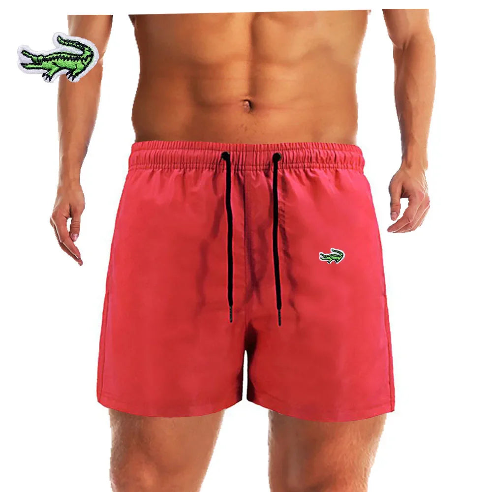 Embroidered Low Waist Swim Trunks for Men