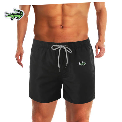 Embroidered Low Waist Swim Trunks for Men