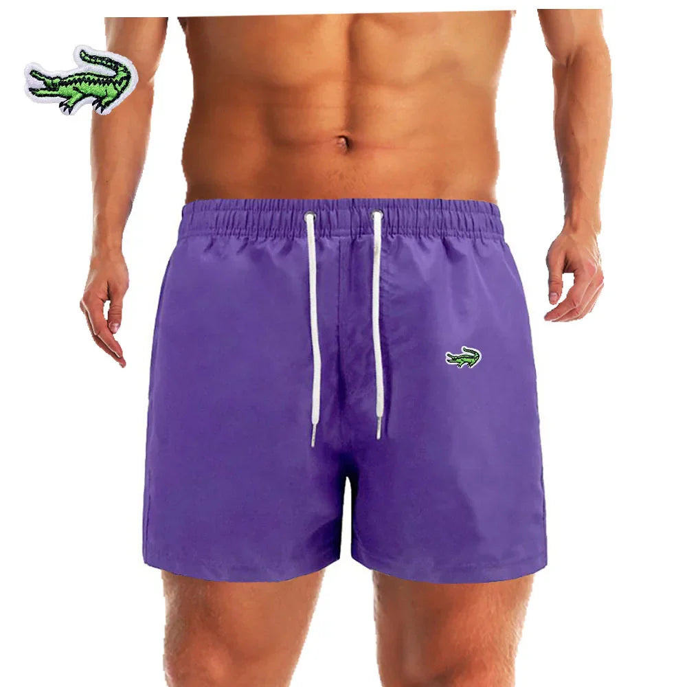 Embroidered Low Waist Swim Trunks for Men