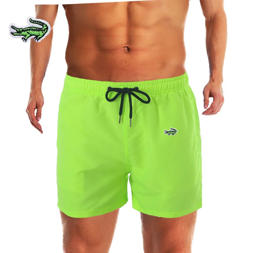 Embroidered Low Waist Swim Trunks for Men