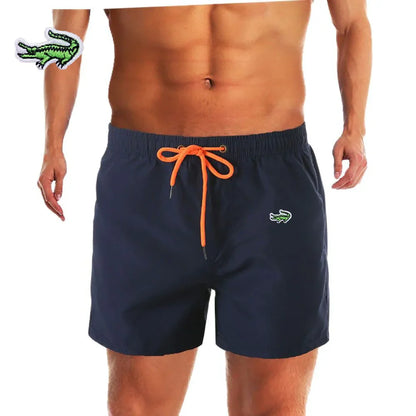 Embroidered Low Waist Swim Trunks for Men