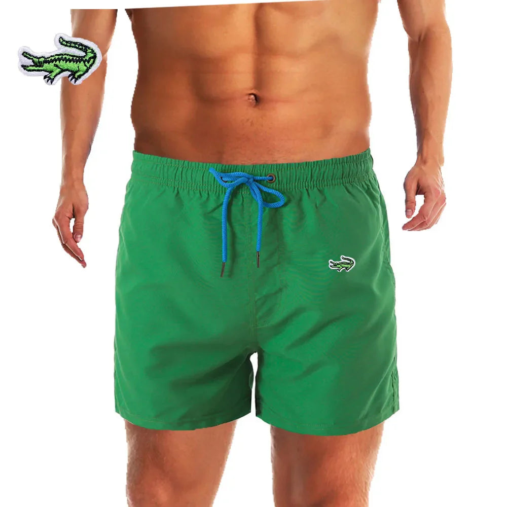 Embroidered Low Waist Swim Trunks for Men