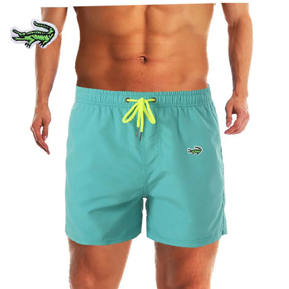 Embroidered Low Waist Swim Trunks for Men