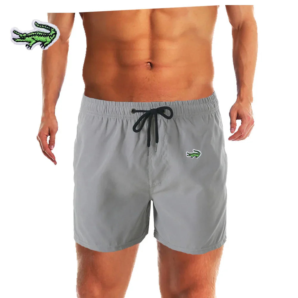 Embroidered Low Waist Swim Trunks for Men