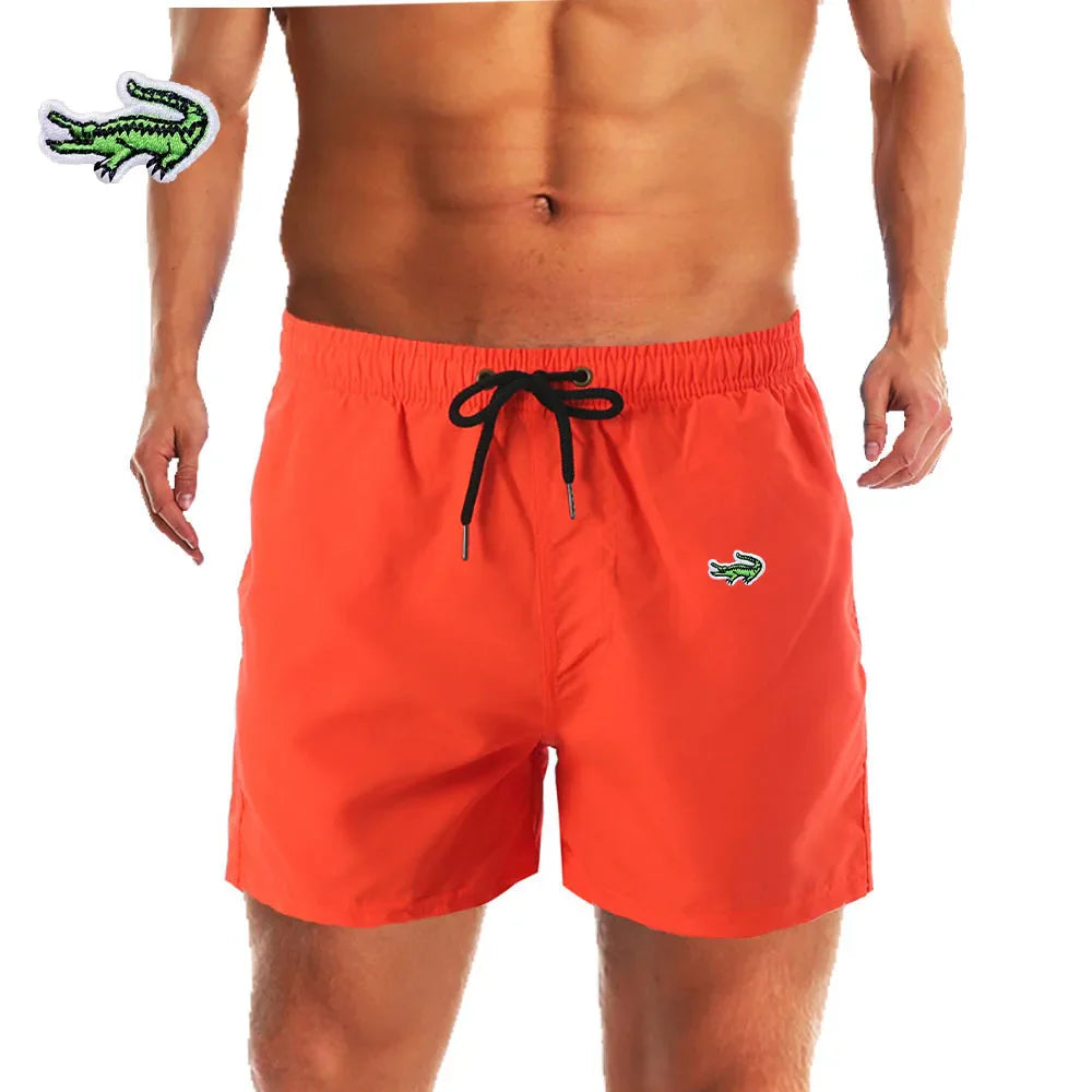 Embroidered Low Waist Swim Trunks for Men