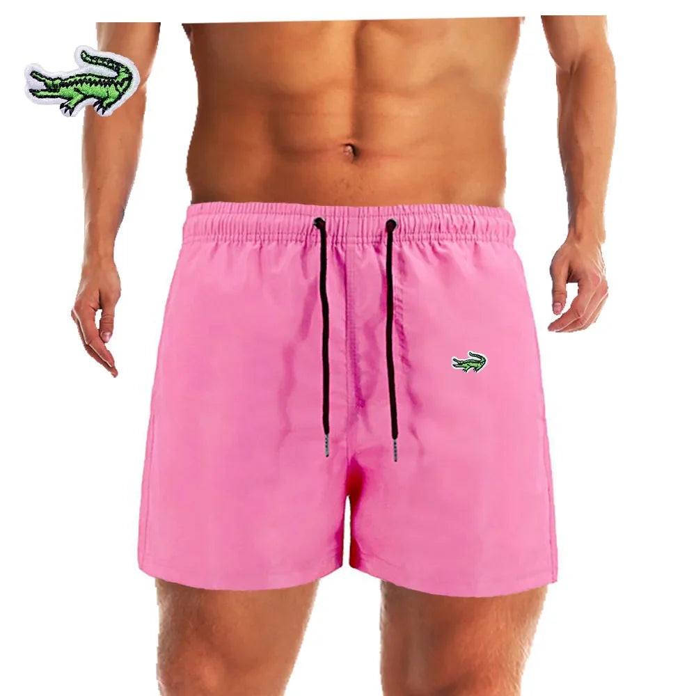 Embroidered Low Waist Swim Trunks for Men